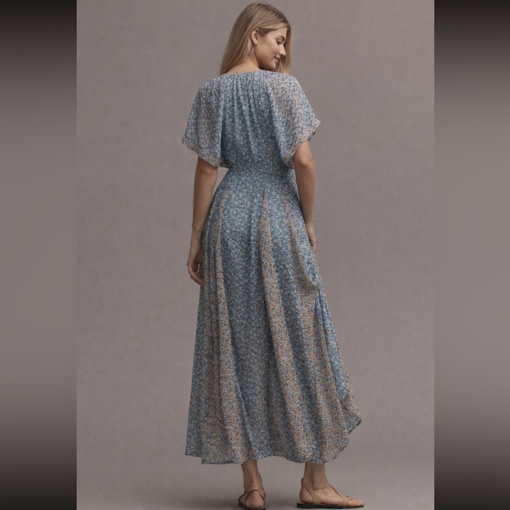Anthro Maeve Floral Pleated Smocked Maxi Dress Boho Cottagecore 38670 - Picture 3 of 16